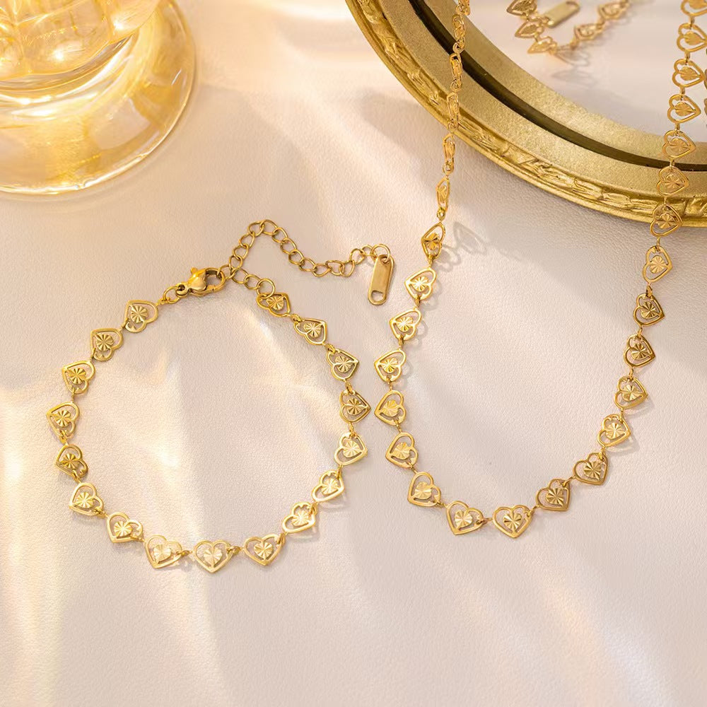 Prince Sweet, Heart Shape Necklace & Bracelet Set