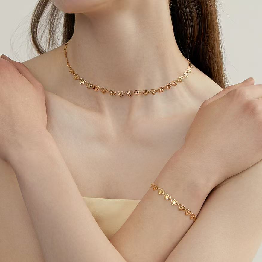 Prince Sweet, Heart Shape Necklace & Bracelet Set