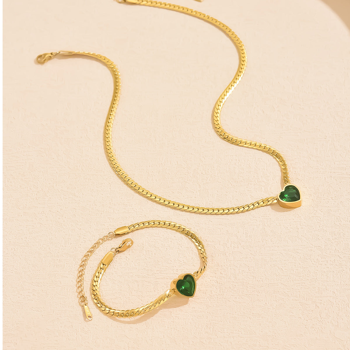 Cuban Link Chain Necklace & Bracelets Jewelry Set
