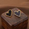 Heart Gold Black Earrings